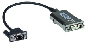 Converts digital DVI signal to analog VGA, female DVI-D input to male VGA output connectors