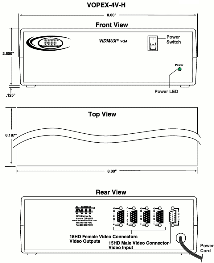 VGA Video/Audio Splitter (VOPEX-4V-H)