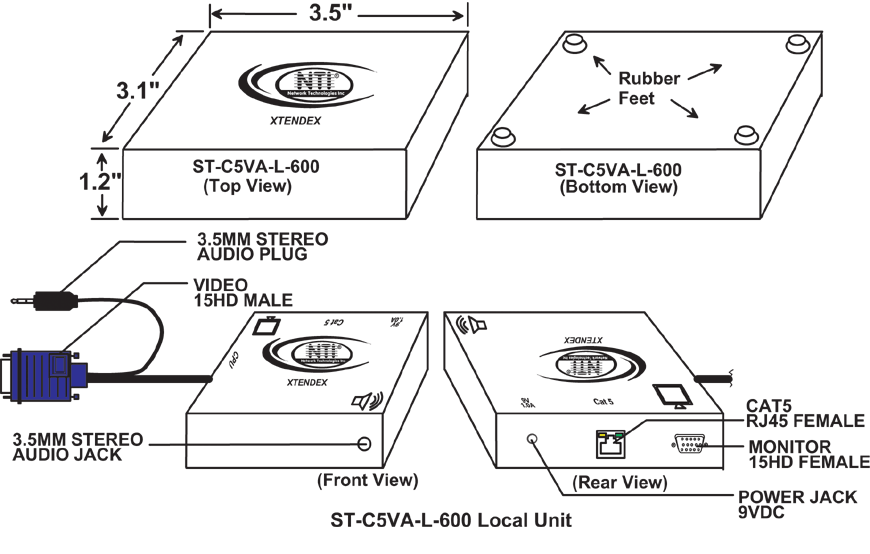VGA + Audio Local Transmitter (ST-C5VA-L-600)